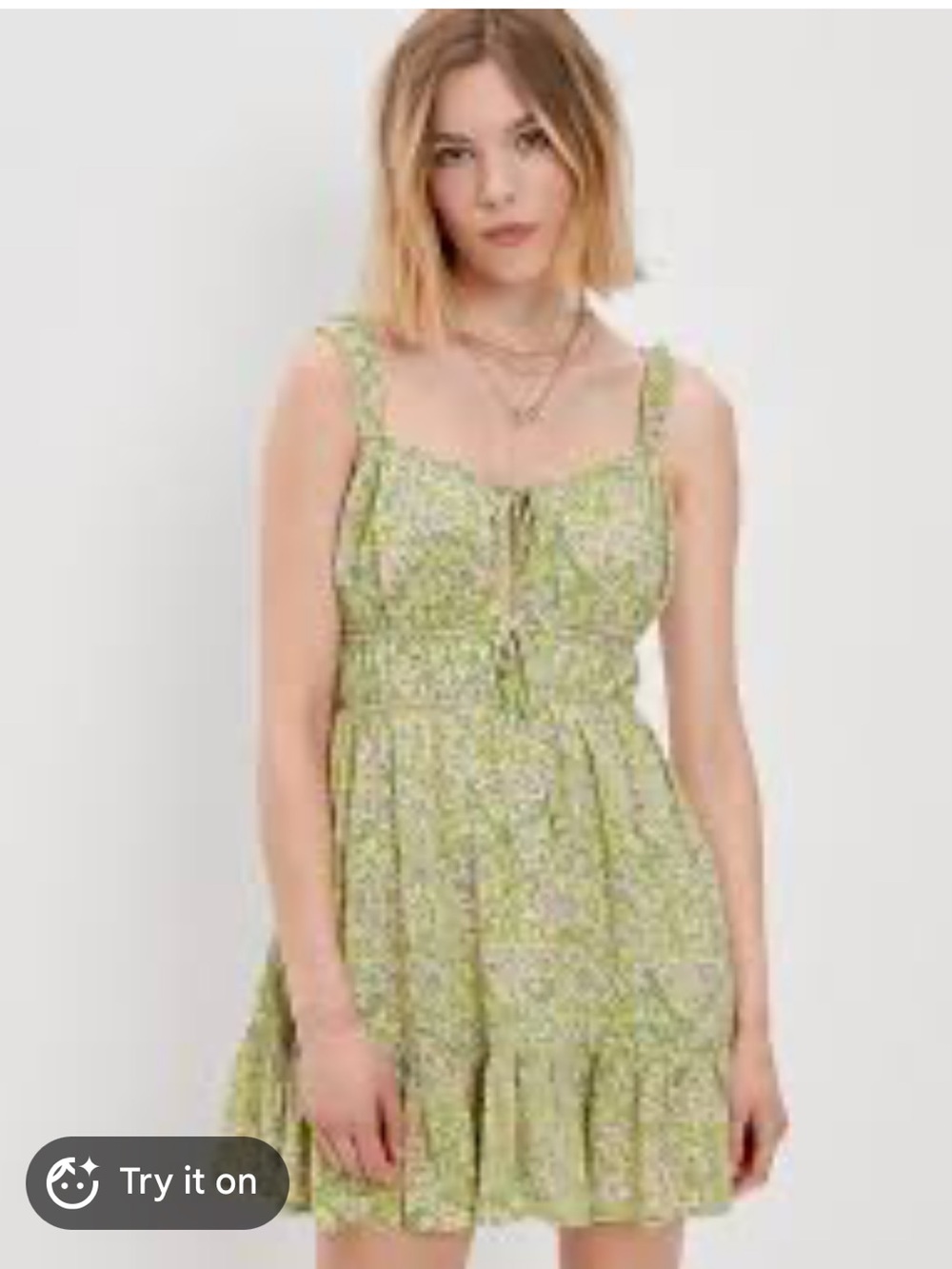 American Eagle Outfitters Light Green Floral Sundress
